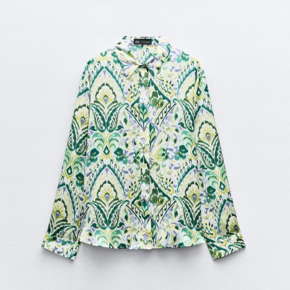 Zara Satin Long Sleeve Blouse MultiColored